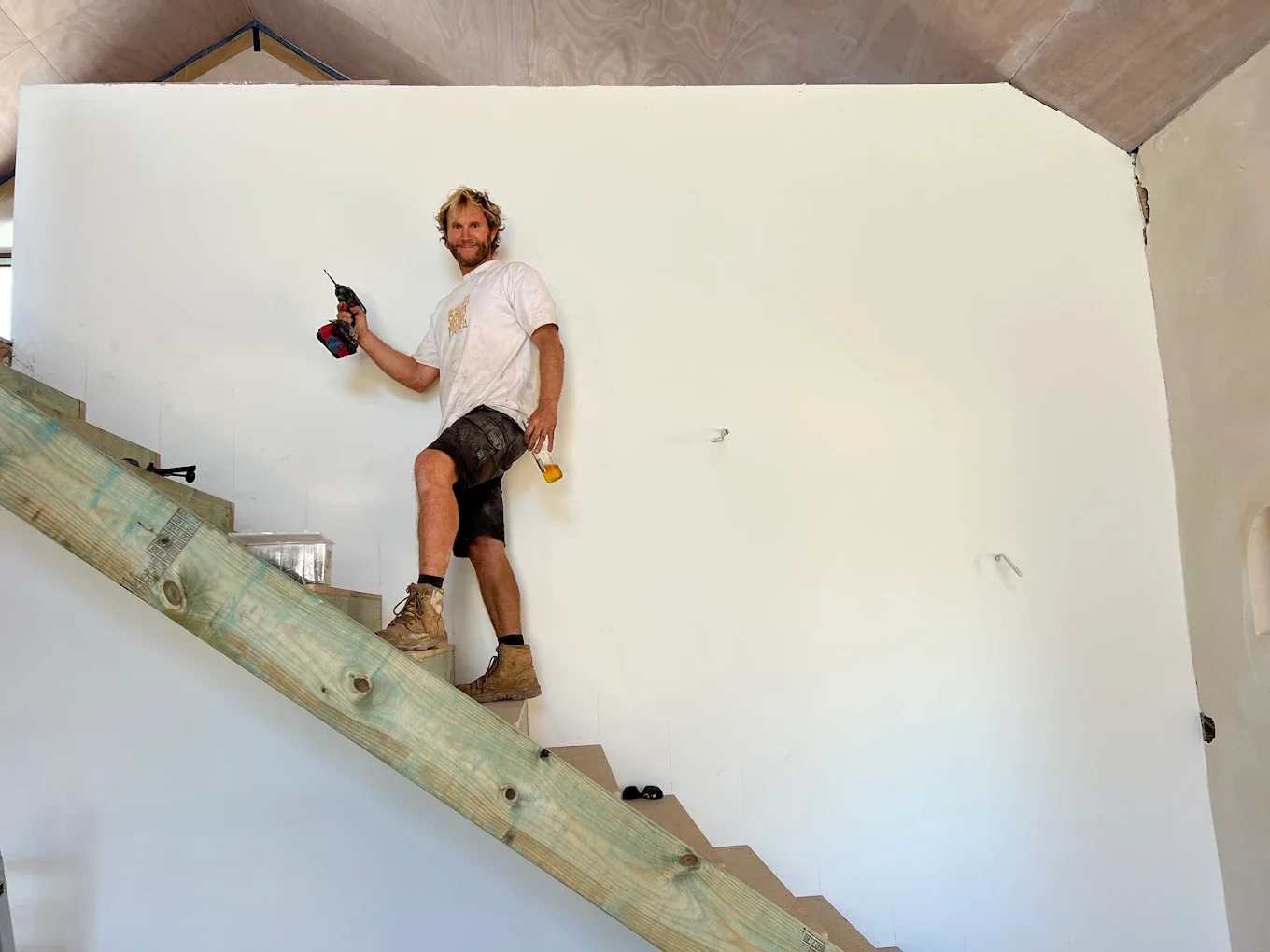 Phil Camerer building a timber staircase on a South West WA site